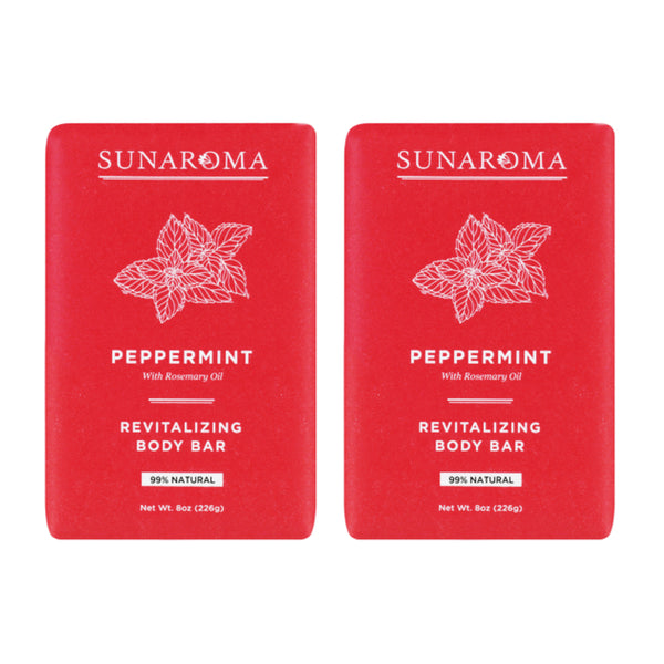 Sunaroma Revitalizing Body Bar - Peppermint With Rosemary Oil, 8oz (Pack of 2)