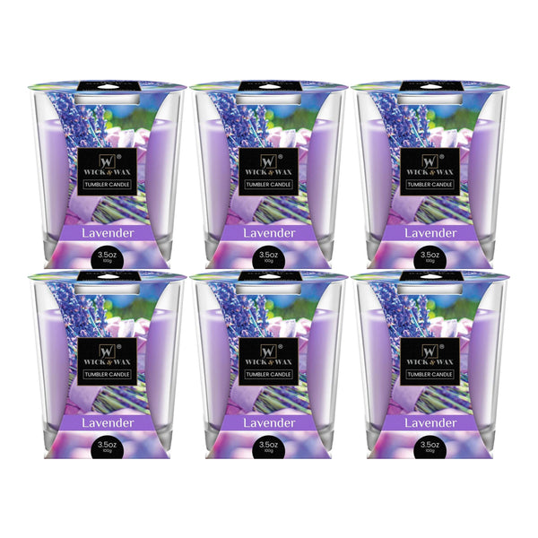 Wick & Wax Lavender Tumbler Candle, 3.5oz (100g) (Pack of 6)