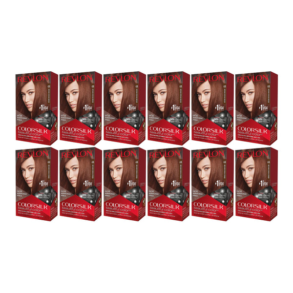 Revlon ColorSilk Hair Color - 44 Medium Reddish Brown (Pack of 12)