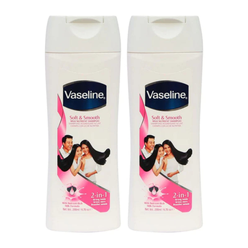 Vaseline 2-In-1 Hair Care Milk Nutrient Shampoo, 6.76oz (200ml) (Pack of 2)