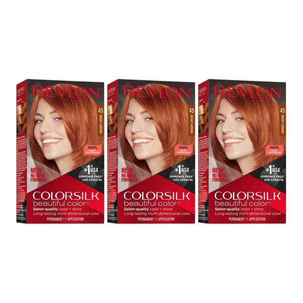 Revlon Beautiful Hair Color - 45 Bright Auburn (Pack of 3)