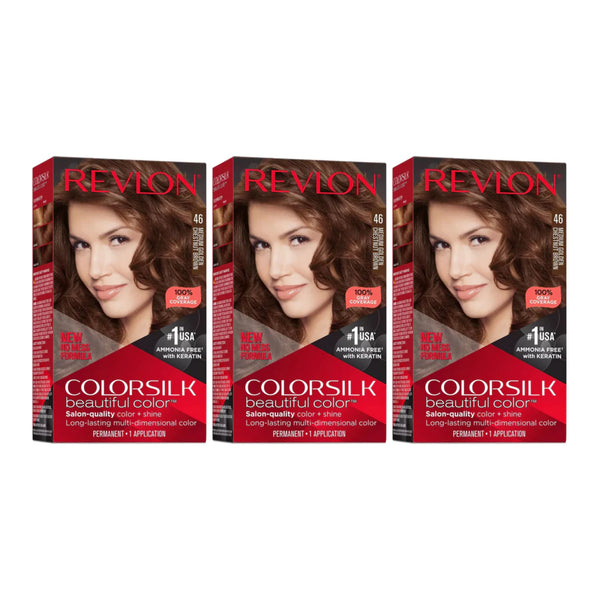 Revlon Hair Color - 46 Medium Golden Chestnut Brown (Pack of 3)