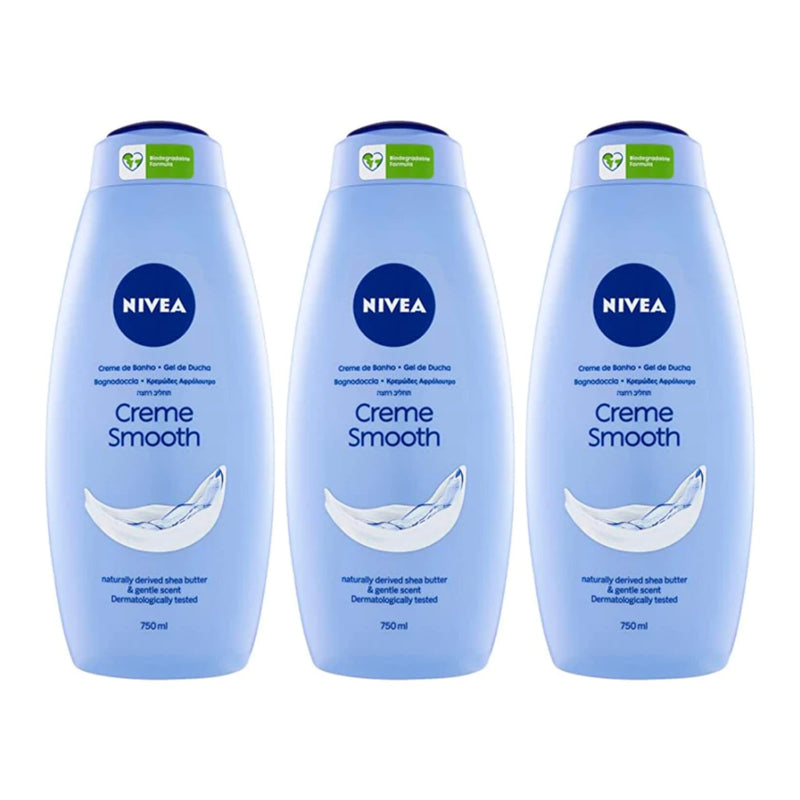 Nivea Creme Smooth With Shea Butter & Gentle Scent Body Wash, 750ml (Pack of 3)