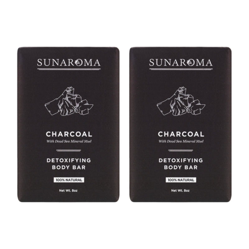 Sunaroma Detoxifying Body Bar - Charcoal Dead Sea Mineral Mud, 8oz (Pack of 2)