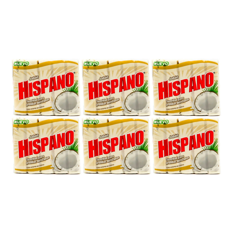 Hispano Jabon Coconut Soap - Con Aceite de Coco (5 Pack), 800g (Pack of 6)