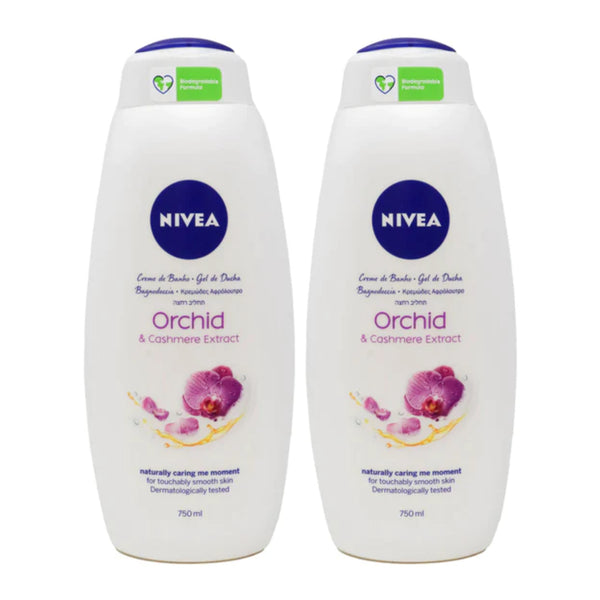 Nivea Orchid & Cashmere Extract Bath Cream Body Wash, 750ml (Pack of 2)