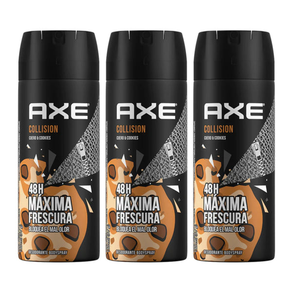 Axe Collision Leather & Cookies Body Spray, 150ml (Pack of 3)