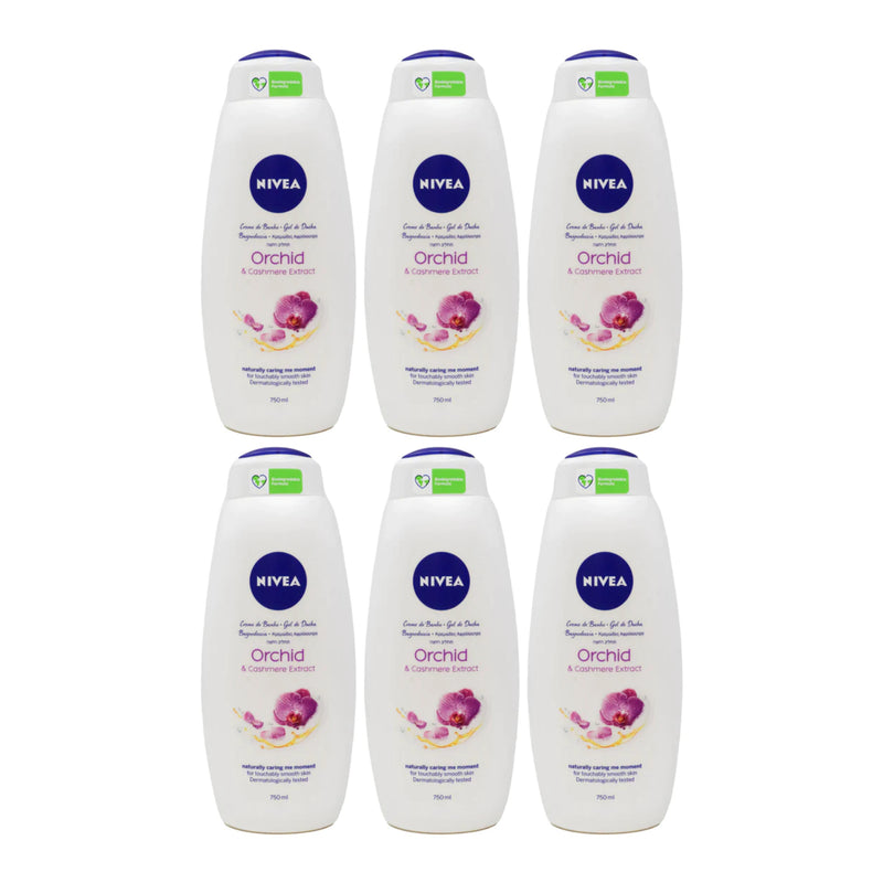 Nivea Orchid & Cashmere Extract Bath Cream Body Wash, 750ml (Pack of 6)