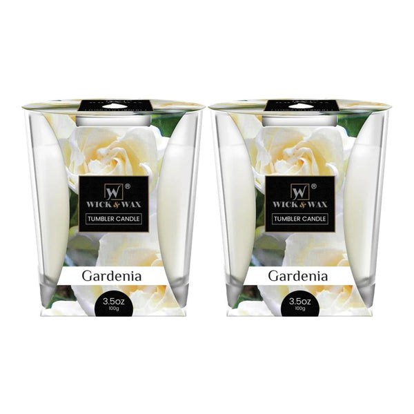 Wick & Wax Gardenia Tumbler Candle, 3.5oz (100g) (Pack of 2)