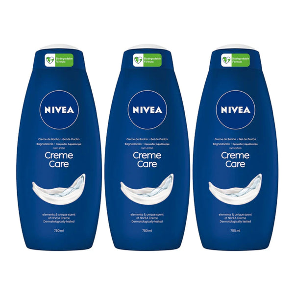 Nivea Creme Care With Elements & Unique Scent Body Wash, 750ml (Pack of 3)