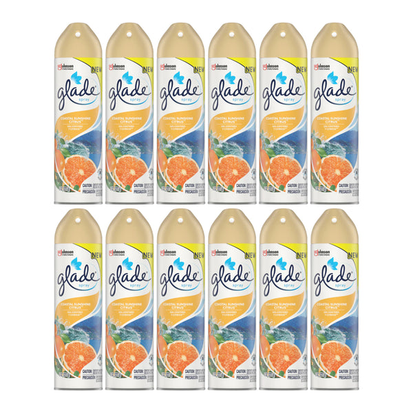 Glade Spray Coastal Sunshine Citrus Air Freshener, 8 oz (Pack of 12)