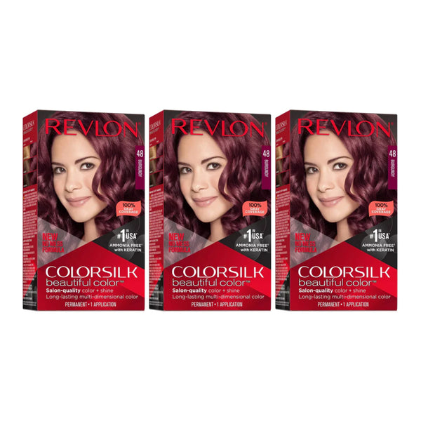 Revlon ColorSilk Beautiful Color Hair Color - 48 Burgundy (Pack of 3)