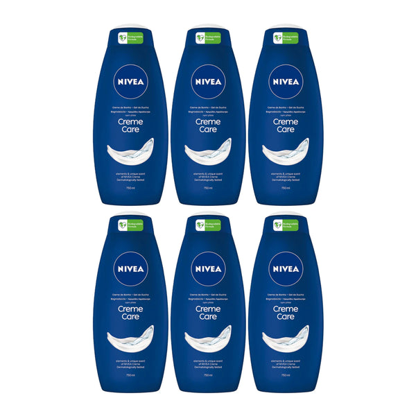 Nivea Creme Care With Elements & Unique Scent Body Wash, 750ml (Pack of 6)