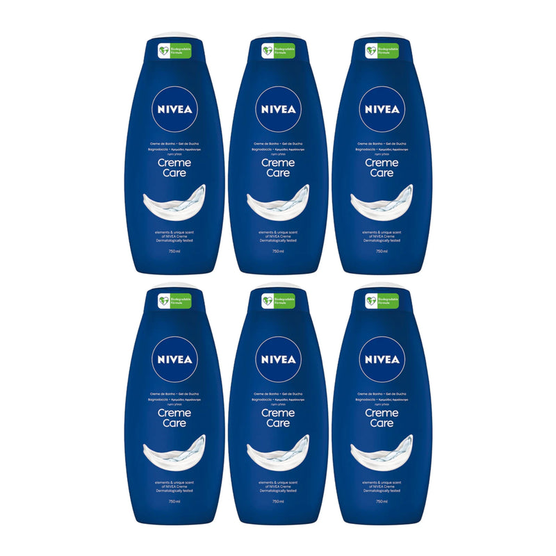 Nivea Creme Care With Elements & Unique Scent Body Wash, 750ml (Pack of 6)