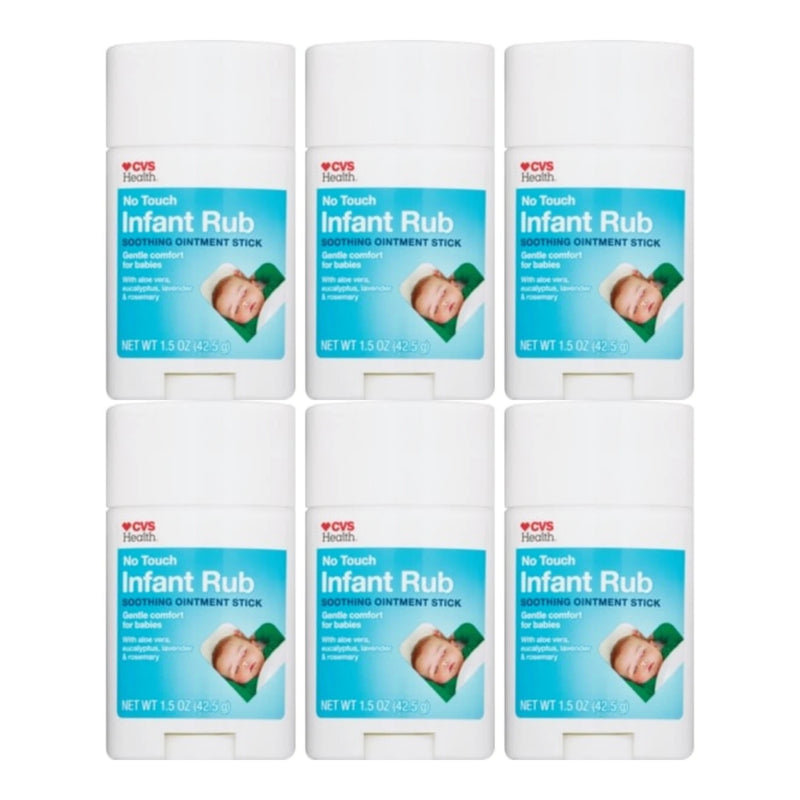 CVS Health No Touch Infant Rub Soothing Ointment Stick, 1.5 oz (Pack of 6)