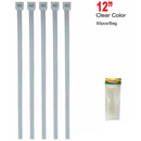 50 Count 12 Inch 12" Clear Cable Zip Ties for Heavy Duty Wire Management