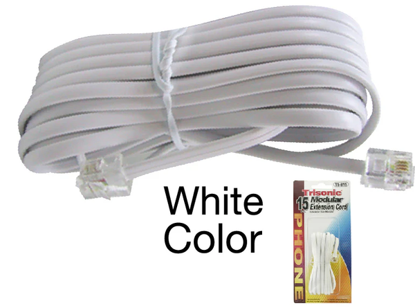 15' White Telephone Extension Cord
