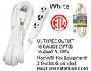 25' Foot 3 Outlet 3-Prong 13A Heavy Duty Grounded Extension Cord - UL Certified