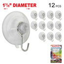 12 Pack 1 3/5 inch Suction Cup Hooks