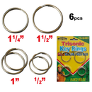 6 Pack Assorted Size Split Key Rings