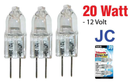 20 Watts JC G4 J Type Base Clear Bi-Pin Halogen Bulb 12v (3 Bulbs)
