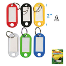 6 Pack 2 inch 2" Plastic Key Tags with Split Rings