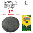 6 Count 1 Inch 1" Heavy Duty Round Magnets for Home, Office & Garage