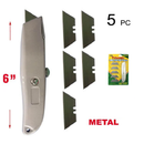 6-Inch 6" Metal Utility Knife with 5 Replacement Blades