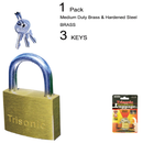 Brass Keyed Luggage Padlock with 3 Keys