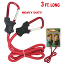 2 Piece 3 Ft Heavy-Duty Bungee Strap with Carabiner Clips