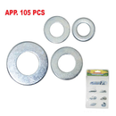 105 Piece Flat Washer Assortment Kit for Fastening and Repairs