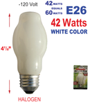 42 Watts (60w Equivalent) White Color Halogen Bulb 120v E26 Base