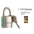 1-1/4 inch 1.25" Chrome Plated Padlock with 3 Keys (32mm)
