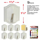 9 Pack 1 7/8 inch Plastic Adhesive Wall Hooks