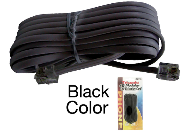 15' Black Telephone Extension Cord