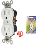15 Amp 125 Volts Duplex Wall Receptacle - UL Listed (White Color)