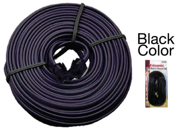 100' Black Telephone Extension Cord