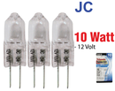 10 Watts JC G4 J Type Base Clear Bi-Pin Halogen Bulb 12v (3 Bulbs)
