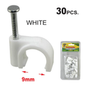 30 Pack 9mm Round Cable Nail Clips White