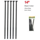 20 Count 14 Inch 14" Black Heavy Duty Cable Zip Ties for Large Bundles
