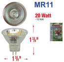 20 Watt MR11 Bi-Pin Base Clear Wide Beam Halogen Bulb (12v) 2 Bulbs