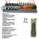 31-Piece Ratcheting Screwdriver & Socket Set with Storage Tray
