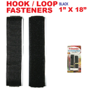 2 Count x 1" x 18" Black Hook and Loop Fastener Velcro Straps