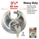 3 1/8" (80mm) Stainless Steel Disc Padlock