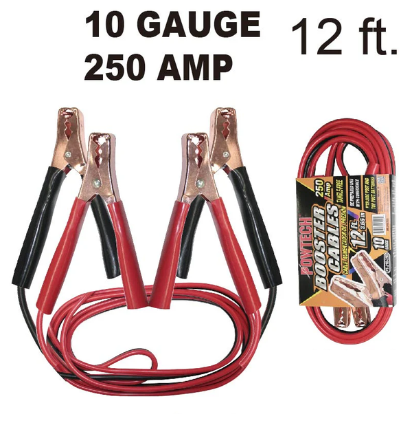 12' Foot 250 Amp 10 Gauge Booster Cables