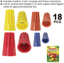Twist On Wire Connectors - Assorted Sizes & Colors, 18 Count