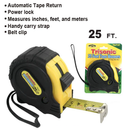 25-Foot Tape Measure with Power Lock, Belt Clip & Wrist Strap