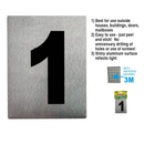 1 Count Self-Adhesive Aluminum House Number 1 Sign (3.5" x 2.75")
