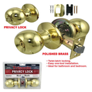 Polished Brass Privacy Door Knob for Bed & Bath Doors