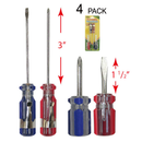 4-Pack Pocket Screwdriver Set – 3" & 1.5" Stubby Phillips & Flat
